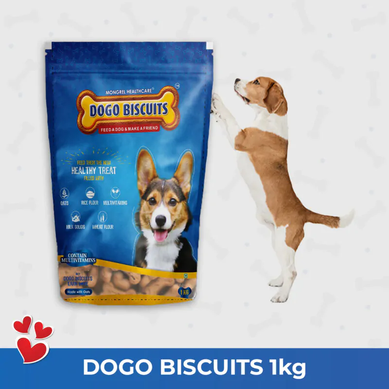 Mongrel Healthcare Dogo Biscuits Puppy 1 Kg | Multigrain Biscuit Made with Oats and multivitamins